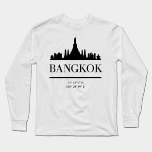 BANGKOK THAILAND BLACK SILHOUETTE SKYLINE ART Long Sleeve T-Shirt